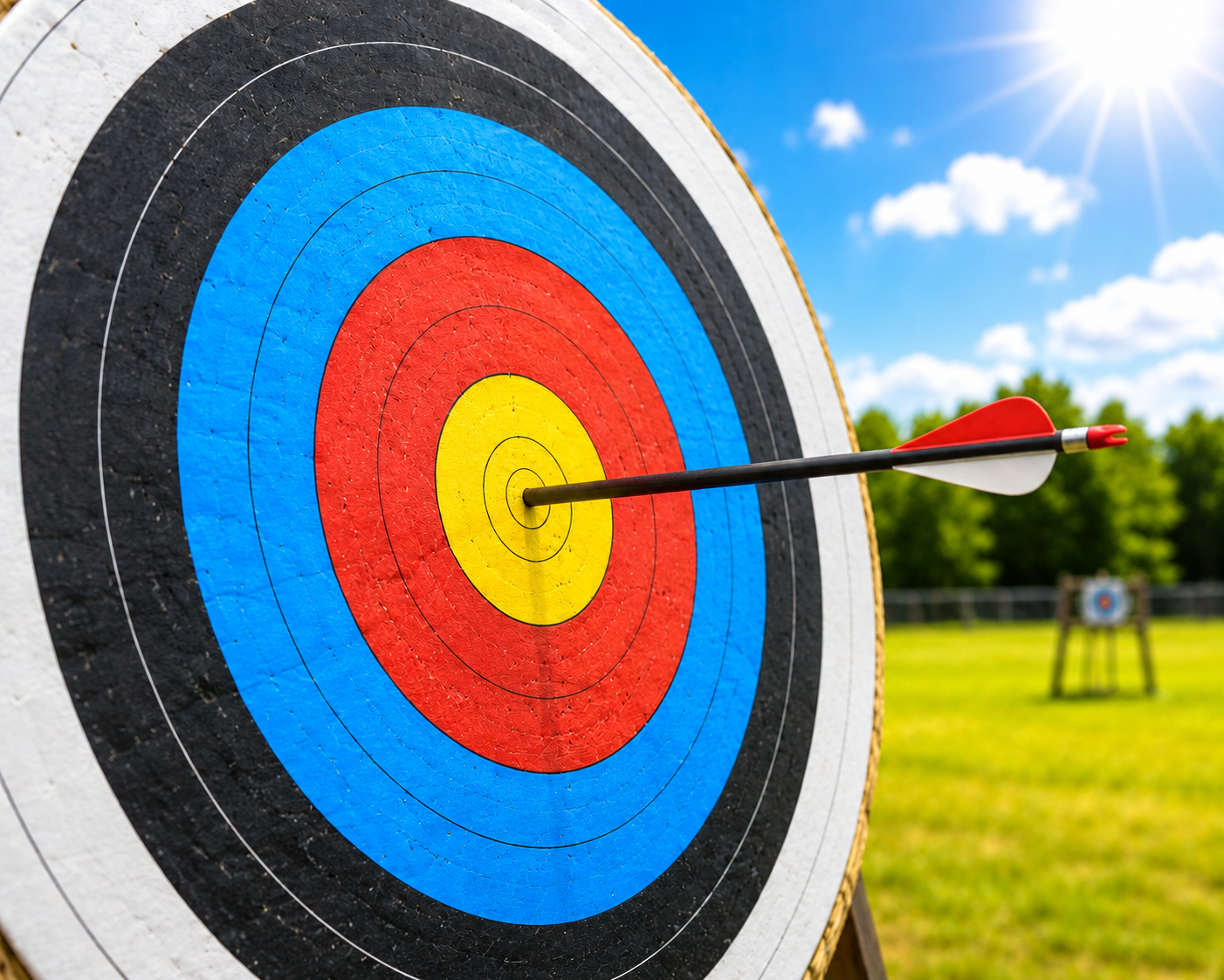 Arrow hitting bullseye on target